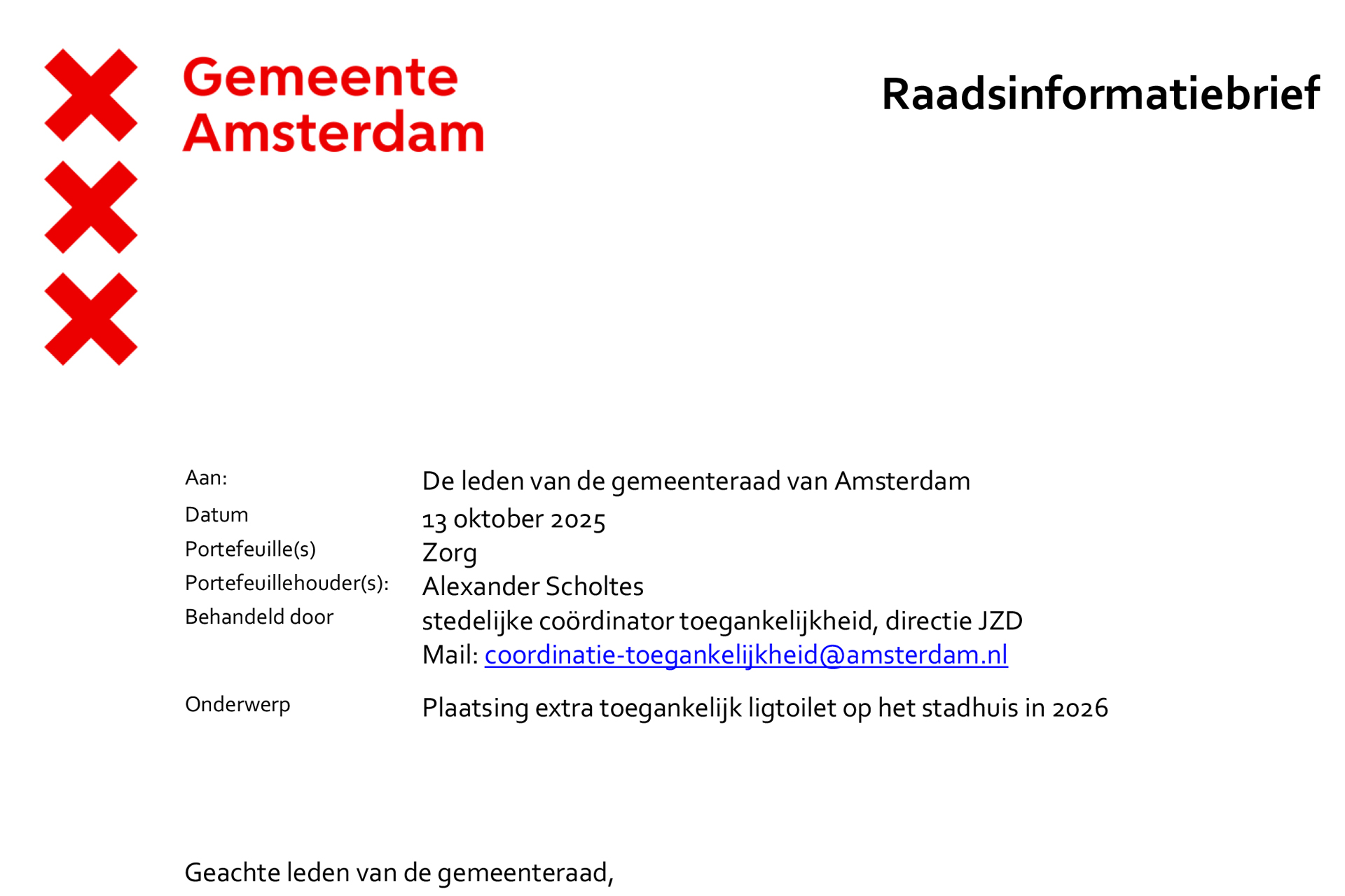 Je bekijkt nu Plaatsing extra toegankelijk ligtoilet op het stadhuis in 2026